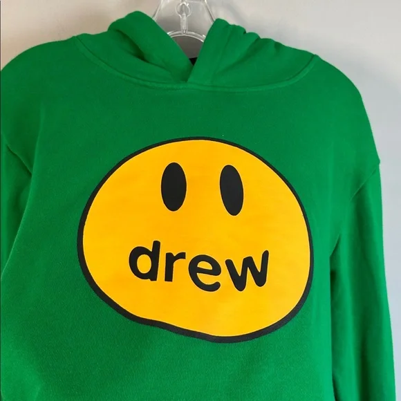 Drew House Green Hoodie With Yellow Smiley Logo Oversized Justin Bieber Size L - Picture 7 of 13